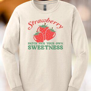 Strawberry patch pick your own sweetness graphic shirt fruit garden tee